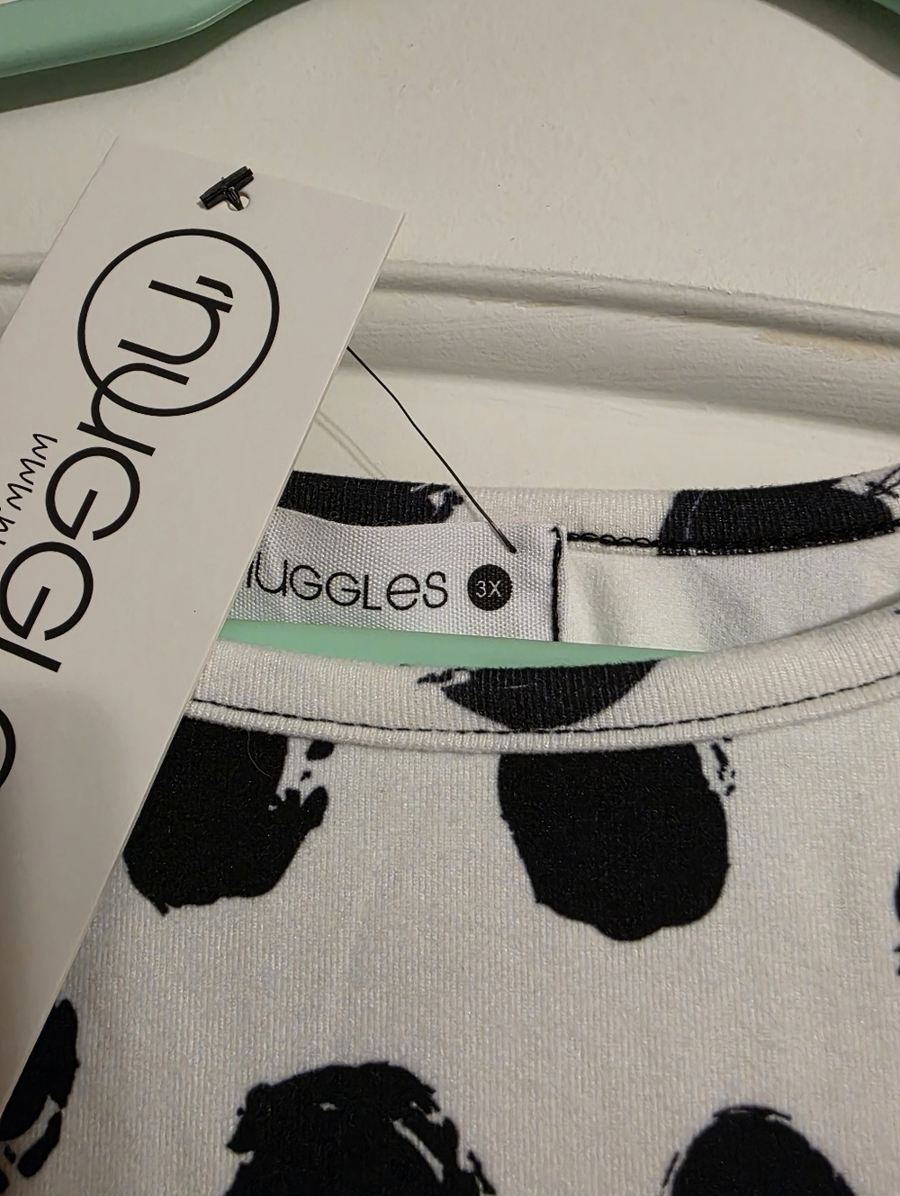 Nuggles Polka Dot Top with Plaid Sleeves - Black & Cream - Picture 2 of 6